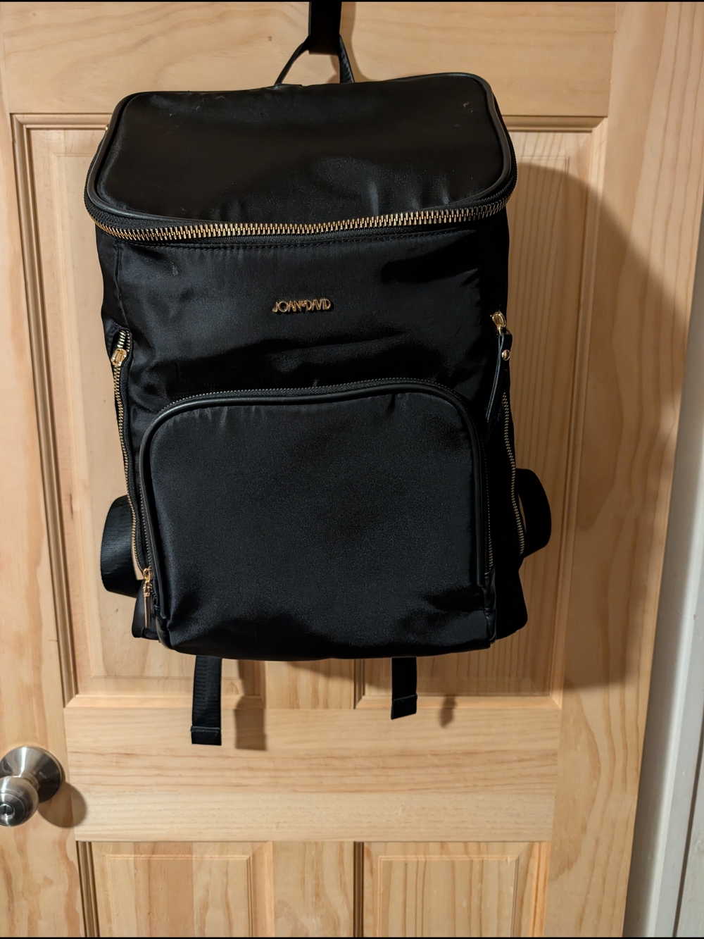 Joan & David Black Backpack with Gold-Tone Accents